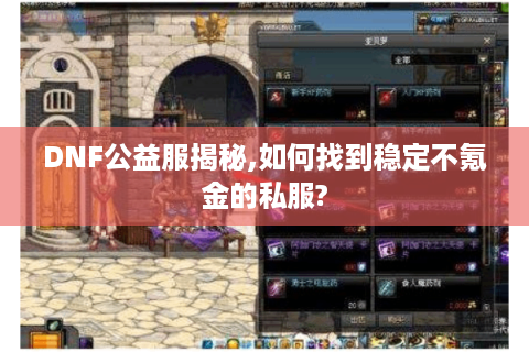 DNF公益服揭秘,如何找到稳定不氪金的私服?