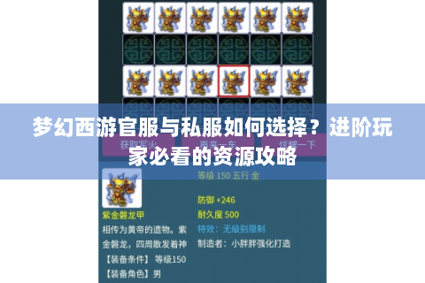 梦幻西游官服与私服如何选择？进阶玩家必看的资源攻略