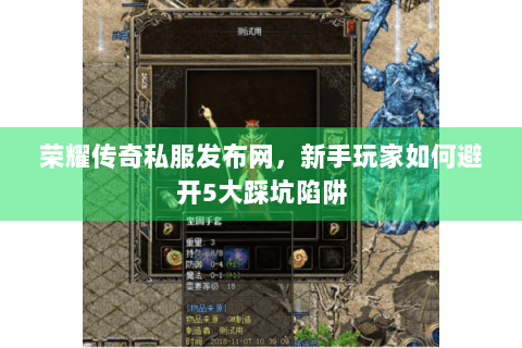 荣耀传奇私服发布网，新手玩家如何避开5大踩坑陷阱