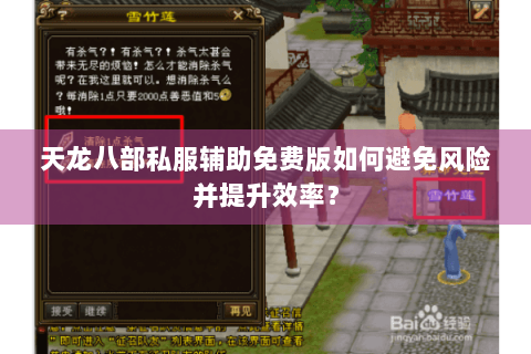 天龙八部私服辅助免费版如何避免风险并提升效率？