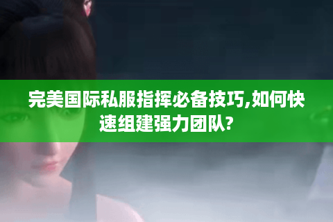 完美国际私服指挥必备技巧,如何快速组建强力团队?