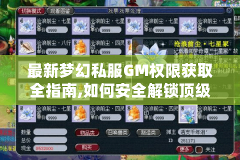 最新梦幻私服GM权限获取全指南,如何安全解锁顶级权限?