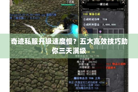 奇迹私服升级速度慢？五大高效技巧助你三天满级