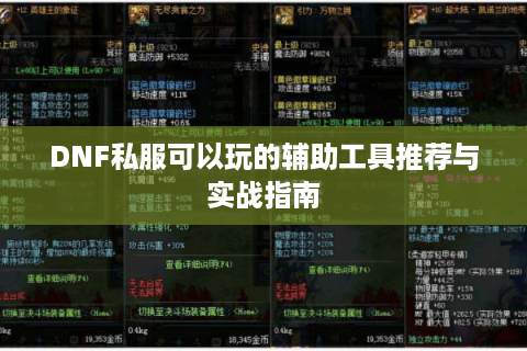 DNF私服可以玩的辅助工具推荐与实战指南