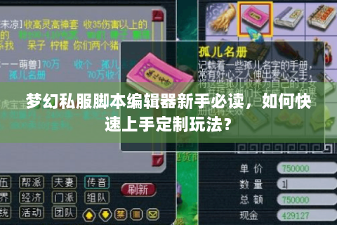 梦幻私服脚本编辑器新手必读，如何快速上手定制玩法？