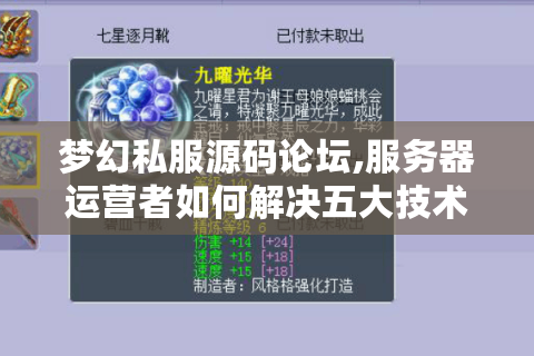 梦幻私服源码论坛,服务器运营者如何解决五大技术难题?