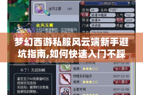 梦幻西游私服风云端新手避坑指南,如何快速入门不踩雷?
