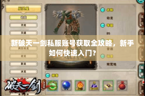 新破天一剑私服账号获取全攻略，新手如何快速入门？