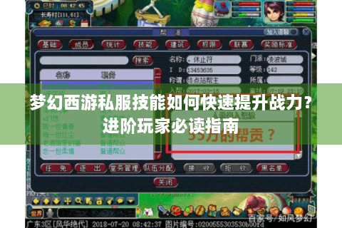梦幻西游私服技能如何快速提升战力？进阶玩家必读指南