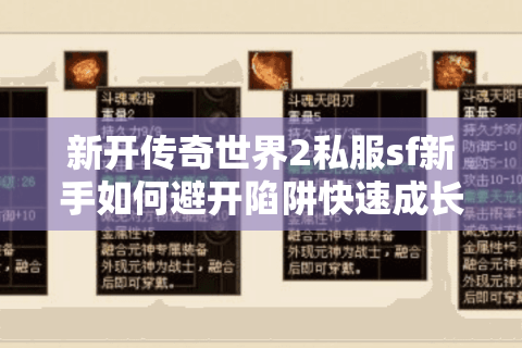 新开传奇世界2私服sf新手如何避开陷阱快速成长