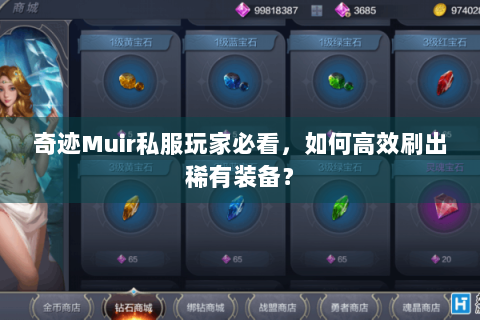 奇迹Muir私服玩家必看，如何高效刷出稀有装备？