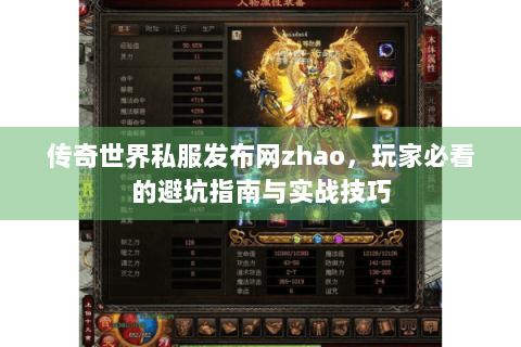 传奇世界私服发布网zhao，玩家必看的避坑指南与实战技巧
