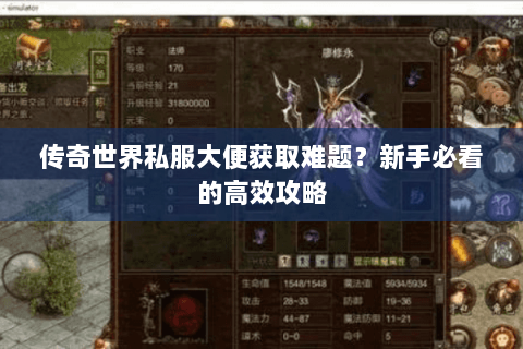 传奇世界私服大便获取难题？新手必看的高效攻略