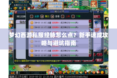 梦幻西游私服经脉怎么点？新手速成攻略与避坑指南