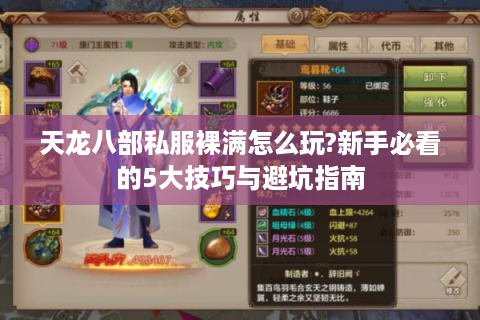 天龙八部私服裸满怎么玩?新手必看的5大技巧与避坑指南