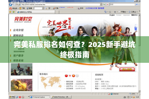 完美私服排名如何查？2025新手避坑终极指南