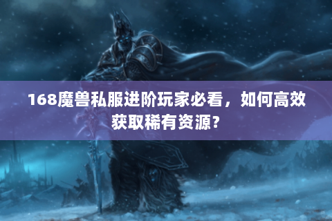 168魔兽私服进阶玩家必看，如何高效获取稀有资源？