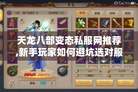 天龙八部变态私服网推荐,新手玩家如何避坑选对服务器?