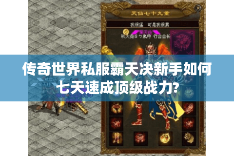 传奇世界私服霸天决新手如何七天速成顶级战力?