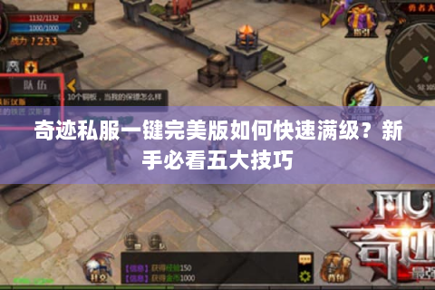 奇迹私服一键完美版如何快速满级？新手必看五大技巧