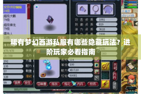 稀有梦幻西游私服有哪些隐藏玩法？进阶玩家必看指南