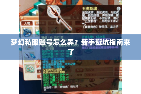 梦幻私服账号怎么弄？新手避坑指南来了