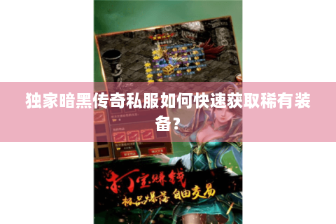 独家暗黑传奇私服如何快速获取稀有装备？