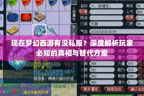 现在梦幻西游有没私服？深度解析玩家必知的真相与替代方案