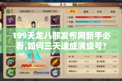 199天龙八部发布网新手必看,如何三天速成满级号?