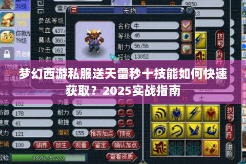 梦幻西游私服送天雷秒十技能如何快速获取？2025实战指南