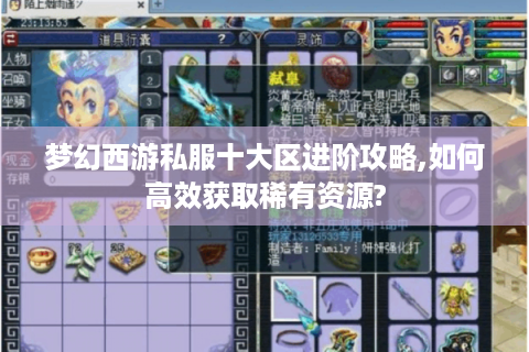 梦幻西游私服十大区进阶攻略,如何高效获取稀有资源?