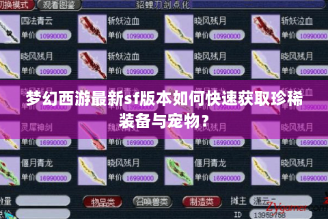 梦幻西游最新sf版本如何快速获取珍稀装备与宠物？