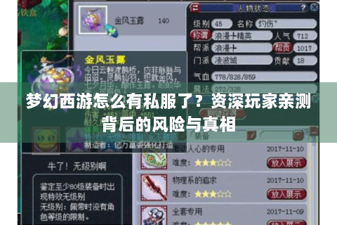 梦幻西游怎么有私服了？资深玩家亲测背后的风险与真相
