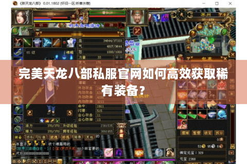 完美天龙八部私服官网如何高效获取稀有装备？