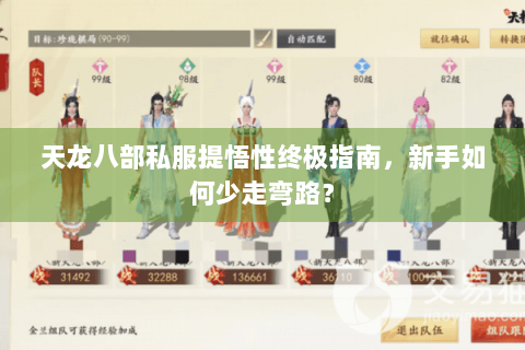 天龙八部私服提悟性终极指南，新手如何少走弯路？