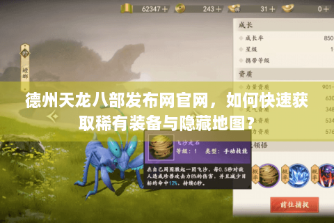 德州天龙八部发布网官网，如何快速获取稀有装备与隐藏地图？