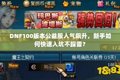 DNF100版本公益服人气飙升，新手如何快速入坑不踩雷？