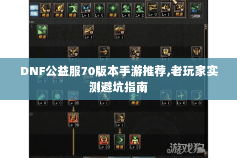 DNF公益服70版本手游推荐,老玩家实测避坑指南