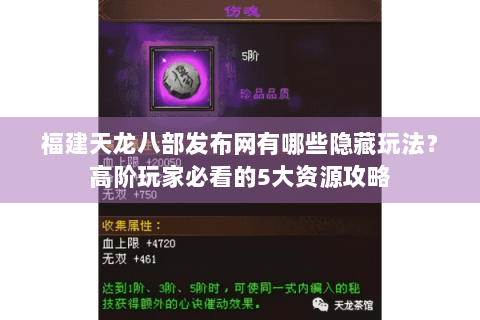 福建天龙八部发布网有哪些隐藏玩法？高阶玩家必看的5大资源攻略