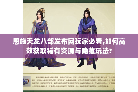 恩施天龙八部发布网玩家必看,如何高效获取稀有资源与隐藏玩法?