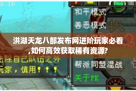 洪湖天龙八部发布网进阶玩家必看,如何高效获取稀有资源?