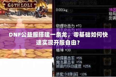 DNF公益服搭建一条龙，零基础如何快速实现开服自由？