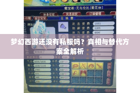 梦幻西游还没有私服吗？真相与替代方案全解析