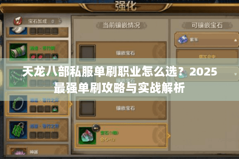 天龙八部私服单刷职业怎么选？2025最强单刷攻略与实战解析