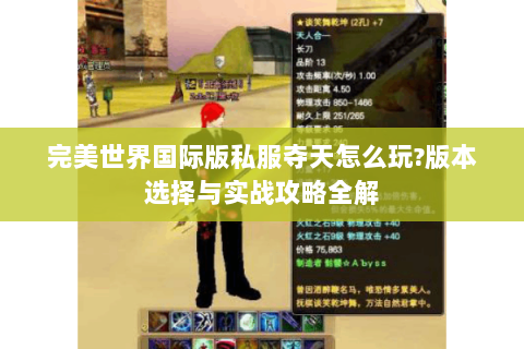 完美世界国际版私服夺天怎么玩?版本选择与实战攻略全解