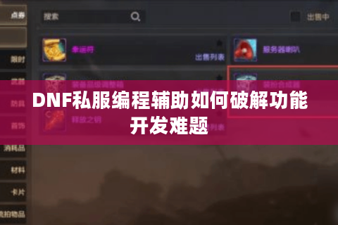 DNF私服编程辅助如何破解功能开发难题