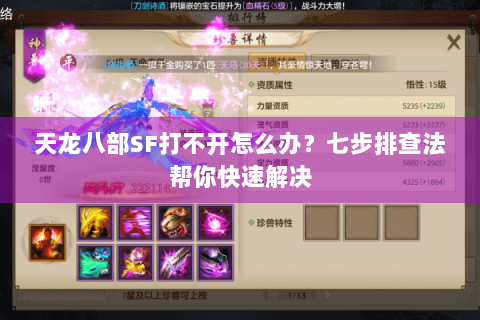 天龙八部SF打不开怎么办？七步排查法帮你快速解决