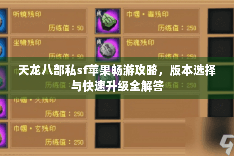 天龙八部私sf苹果畅游攻略，版本选择与快速升级全解答