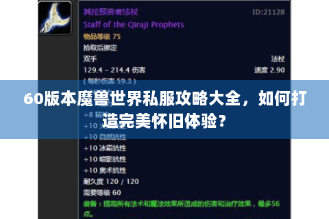 60版本魔兽世界私服攻略大全，如何打造完美怀旧体验？