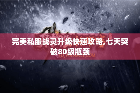 完美私服战灵升级快速攻略,七天突破80级瓶颈